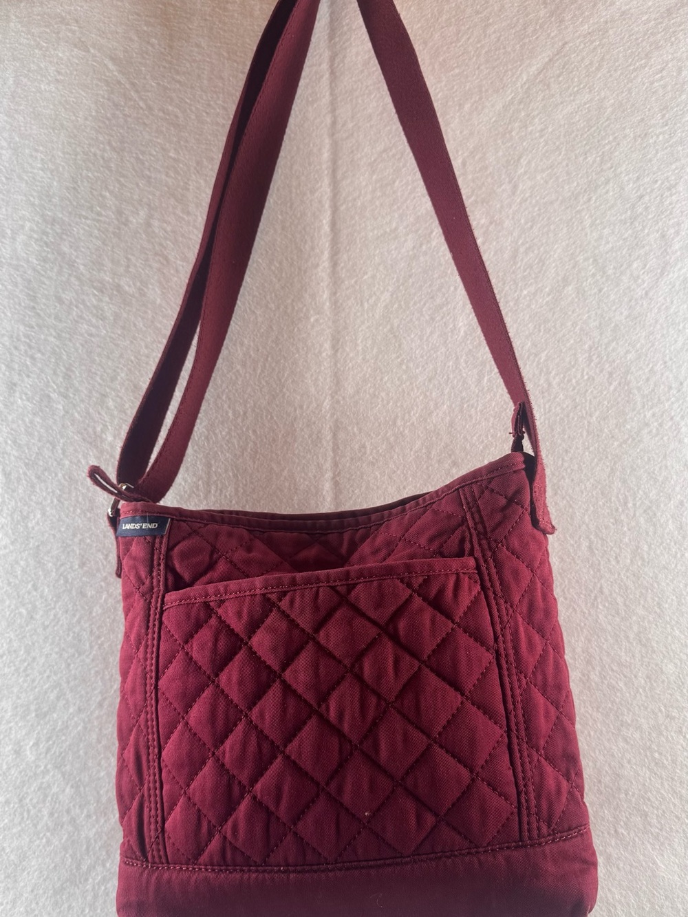 Lands’ End Burgundy Quilted Crossbody Bag